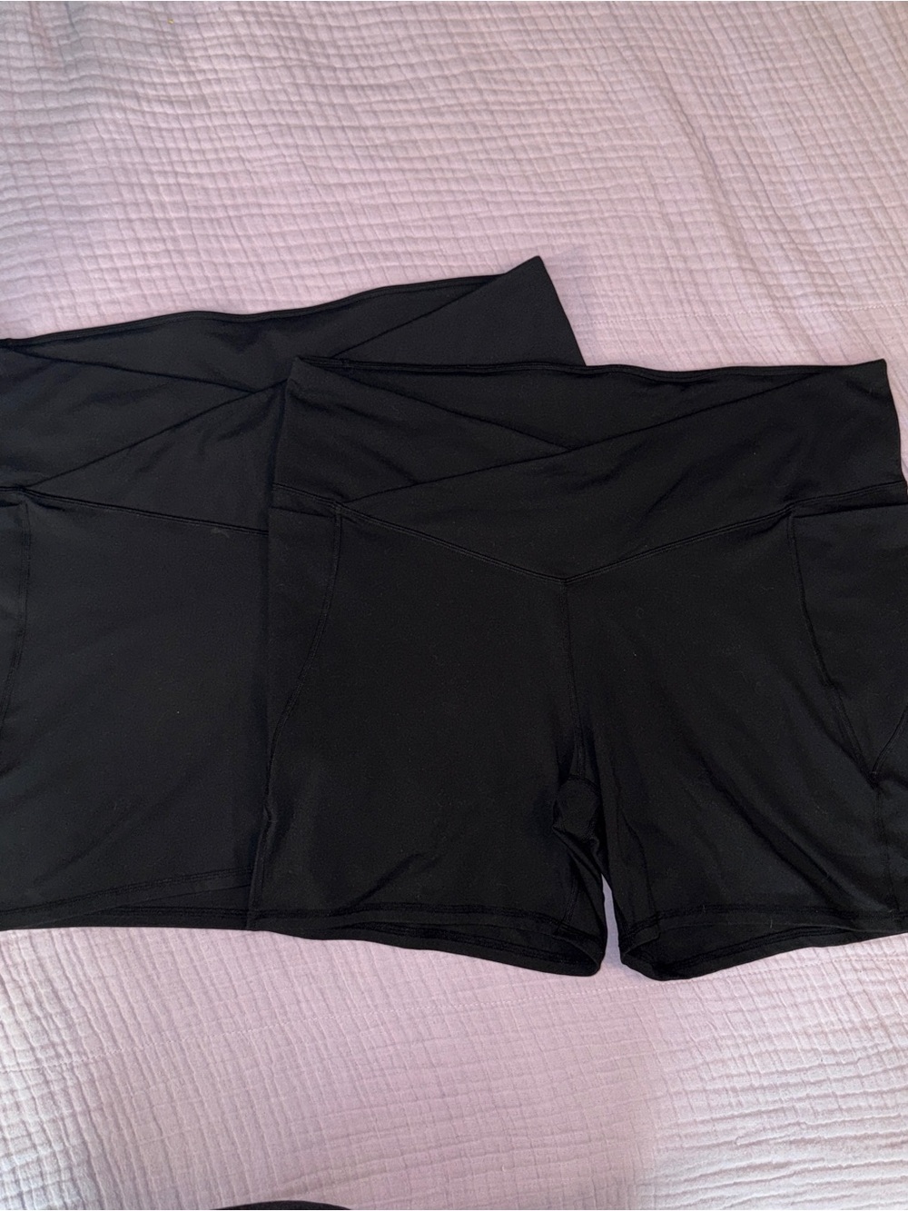 Fabletics Black High-Rise V-Waist Bike Shorts Set of 2